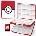 MoKo 60 Slots Game Card Case for Switch/Switch OLED/3DS/2DS, Portable 3DS Game Case, 24 Slots for 3DSXL/DS/DSi Cards & 36 Slots for SD Cards w/Magnetic Closure, Red Ball