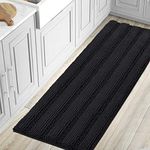 H.VERSAILTEX Bathroom Rugs Bath Mat Runner Rug Non Slip Kitchen Rug Extra Long Bath Rug Runners Oversized 59" x 20" Absorbent Washable Dry Fast Plush Area Rug for Bathroom/Bedroom - Black