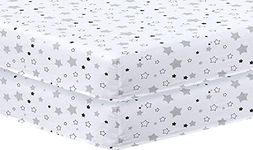 Indus Textiles 2 Pack Cot Bed Fitted Sheets Easy Care Soft and Durable, Little Stars -70 x 140 cm