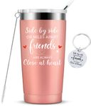 Side by Side or Miles Apart,Friends are Always Close at Heart-Long Distance Friendship Birthday Christmas Gifts for Women Best Friend Stainless Steel Insulated Friends Cup with Straw 20 oz Rose Gold