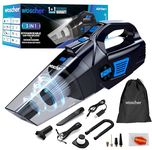 Woscher 578M 3in1 USB Rechargeable Car Vacuum Cleaner Cordless,Tyre Inflator,150 PSI Digital Air Pump for Car Tyre|120 Watt Car Vacuum Cleaner High Power 6000PA |LED Light| Auto Shut Off