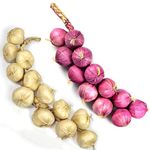 Crystu Artificial Onion with Garlic Simulation Foam Vegetables Artificial Garlic Fake Onion Hanging Vegetables String Home Decoration Pack of 1 Combo