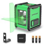 TOMAHAWK® TLL-C-02 Compact 2 Green Line Laser Level - 98ft Green Cross Self-Levelling Laser Line for Construction with Vertical/Horizontal Base, Adjustable Brightness