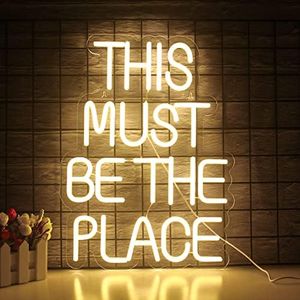 This Must Be The Place, cartello al neon per decorazione da parete, luce bianca calda a LED, per decorazioni domestiche, con alimentazione USB, per camera da letto, bar, matrimoni, feste di compleanno
