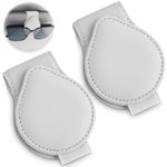 simarro 2Pcs Glasses Holder for Car, Magnetic Leather Eyeglass Hanger Clip for Car Sun Visor Universal Car Visor Accessories Magnetic Glasses Mount Holder for Friends Family (Grey)