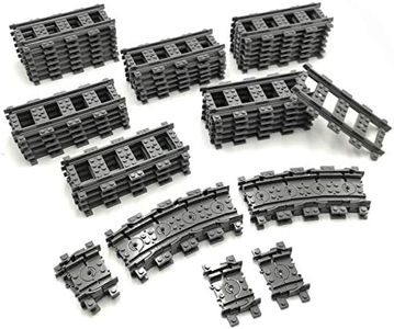 ZHX 56PCS City Train Tracks Accessories Straight and Flexible Train Tracks Railroad Building Toy Compatible with Major Brand (36 Straight and 20 Flexible) (56pcs(36 Straight and 20 Flexible))