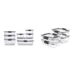 Rubbermaid Brilliance Glass Storage Set of 17 Food Containers with Lids (36 Pieces Total), Set, Assorted, Clear + Grey