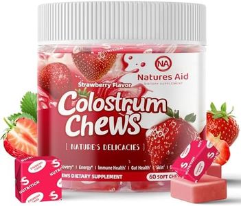 Colostrum Chews Supplement with probiotics for Gut Health, Bloating, Immune Support, Skin, Hair Growth and Beauty - Strawberry Flavor (60 Servings)