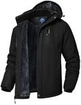 YSENTO Mens Waterproof Winter Jackets Outdoor Warm Fleece Jacket Windproof Coats with Detachable Hood(Black,L)