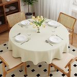 Zdada Round Table Cloth 60 inch, Circular Polyester Tablecloth, Ivory Washable Fabric Table Clothes Table Cover for Wedding Christmas Parties