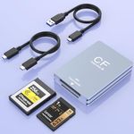 CFexpress Type B Card Reader & SD Card Reader 2 in 1, 10Gbps USB3.1 Gen2 Aluminum CFexpress Type B Adapter Camera Memory Card Reader Support Windows/Mac OS/Linux/Android with USB-A/USB-C Cable