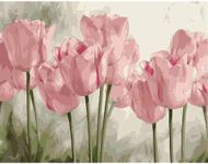 TREXEE Pink Tulip Flower DIY Oil Painting Paint by Numbers Kit for Kids and Adults Beginners Linen Oil Canvas Pre-Printed Canvas with Brushes and Pigment, DIY Color Oil Painting Acrylic Paints Paint By Number kit (No Frame)(16x20inch)