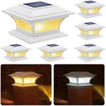 SIEDiNLAR Solar Post Cap Lights Outdoor Glass LED Fence Deck Light 2 Modes for 4x4 5x5 6x6 Vinyl Wooden Posts Patio Garden Decoration Warm White/Cool White Lighting White (6 Pack)