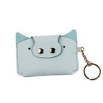 STERCULIA Birth Control Pill Case/Wallet PU Leather Medicine Holder Cute with Keychain (Light Blue)