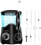 TUREWELL FC162 Water Dental Flosser for Teeth/Braces,10 Pressure Levels, 8 Water Jet Tips for Family, 600ML Electric Water Dental Oral Irrigator for Teeth-Clean (Black)