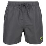 Reebok Mens Swim Trunks in Grey, Polyester Quick Dry Adult Shorts Swimwear with Draw String and Elasticated Waistband