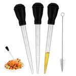 3 Pcs Turkey Baster Large, Baster Pipette, Meat Baster Syringe, Basting Syringe Pipette, Bulb Barbecue Chicken Basting Cooking Pipette, Plastic Dropper Aquarium Injector for Cooking BBQ Grill Baking