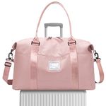 Weekend Bag, Overnight Bag Carry on Bag Holdalls Travel Bag for Women Gym Waterproof Weekender Tote Bag (Pink)