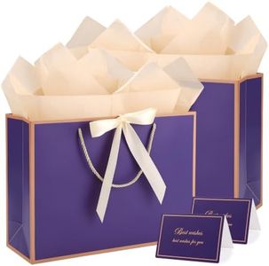 woric 2 Pcs Purple Gift Bags with Handles, 14" Medium Wedding Gift Bags