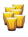 Duralex Set of 6 Picardie Tumblers, Amber, 10.5-Oz.