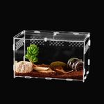 Insect Feeding Box 30x20x15cm, Acrylic Terrarium Containers for Spider Lizard Frog Scorpion, Portable Crawling Pet Reptile Habitat with Vents, Anti-escape Design (30 * 20 * 15cm)