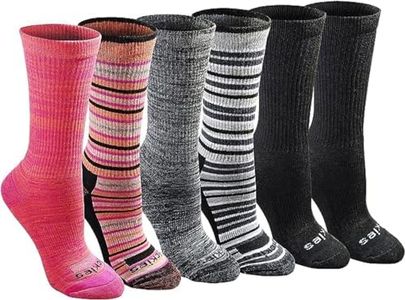 Dickies Women's Dri-Tech Moisture Control Crew Socks Multipack, Stripe (6 Pairs), 6-9