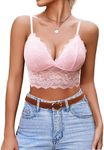 Avidlove Bralettes for Women Y2k Tank Tops Camisole Lace Lingerie Bra V Neck Basic Camisoles Pink