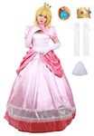 miccostumes Women's Costume Princess Cosplay Dress Deluxe Full Set with Crown Petticoat Earrings and Gloves (3X/4X, Pink)