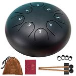 Tongue Drum, Upgraded Steel Tongue Drum 8 Notes 6 Inch, Professional Steel Drum C-Key (Black) for Beginner Adult Kids