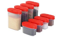 Clear Plastic Empty Spice Container Spice Jars with Lid - Kitchen Bottle Dispenser Store Spice,Herb,Rub,Sugar,Salt,Pepper 2 Way Lids Sift/Pour Shaker-Refillable Airtight Jar Red Cap 8 pk.4 Mini 4 Big