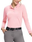 Hiverlay Polo Shirts for Women Golf Shirts Dry Fit UPF 50+ Long Sleeve Shirts Lightweight Collared Tennis Shirts Ladies Tops Pink l