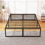 XINXINYAN 18 Inch Queen Size Bed Frame, No Box Spring Needed, Heavy Duty Platform Bed Frame Queen with Large Underbed Storage Space, Noise Free, Easy Assembly, Black