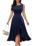 DRESSTELLS Cocktail Dress for Women, Formal Church Wedding Dress, Fit Flare Vintage Tea Party Dress, Modest Graduation Prom Midi Evening Dress 2024 Navy M