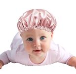 Atrube Kids Satin Bonnet for hair Caps, Adjustable Sleeping Hat Soft Silk Night Hats for Natural Hair Teens Toddler Child Baby Reversible Double (0-36 Months, Pink)