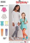 Simplicity 8566 Children's and Girl's Sewing Pattern Tunics and Leggings, Size 7-8-10-12-14