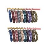 20 pcs Wristband Keychains, Plastic Coil Stretch Elastic Spring Spiral Bracelet Key Ring for Gym Pool ID Badge, Plastic ID Tags with Label Window for Keychain Pet Luggage Bag