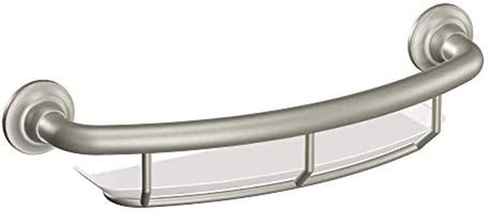 Moen R2356DBN Home Care 16 Inch Grab Bar with Shelf, Brushed Nickel