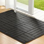 AmzGod Indoor Door Mat 24"x36" Non-Slip Front Door Mat Low-Profile Entrance Mat Vertical Stripe Mat for Entryway, Charcoal Gray