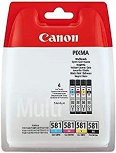 Canon CLI-581 C M Y BK Confezione da 4 Cartucce d'inchiostro (Nero Ciano Magenta Giallo) Originale Canon, Imballaggi in Plastica Obsoleti 2018