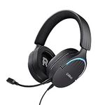 Trust Gaming GXT 490 Fayzo USB Gaming Headset 7.1 Surround Sound, 50mm Drivers, 85% Recycled Plastics, RGB Over-Ear Wired Headphones, with Noise Cancelling Microphone for PC PS5 - Black