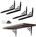 8 Inch Decorative Shelf Brackets Pack of 4, Heavy Duty Steel Shelf Supports, Right Angle Shelving Hardware