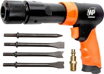 WP WORKPAD Kit de cincel neumático con Martillo de Aire comprimido WORKPAD con cinceles de 4 Piezas con cincel neumático con Soporte de Cambio rápido para Cortar, pelar, desincrustar, Separar y más.