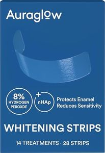 Auraglow Teeth Whitening Strips, Sensitive Whitening Strips, 14 Whitening Treatments, 8% Hydrogen Peroxide with Nano Hydroxyapatite (nHAp) to Reduce Sensitivity and Protect Enamel, 28 Strips, Mint