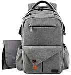 Hap Tim Large Baby Nappy Changing Bag Backpack W/Stroller Pushchair Straps/Insulated Pockets/Changing Mat,18 Pockets Excellent Diaper Bag Backpack for Mom & Dad(Grey,uk5284G)