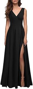 MUSHARE Women's V Neck Sleeveless Split Formal Dress Cocktail Party Prom Long Dresses, Black, Small