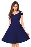 ILLI LONDON Women's Skater Knee Length Dress (IL D-32,33,34,79,295,296_Blue_Large)