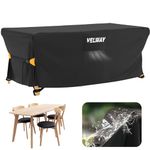 Velway Garden Furniture Covers Waterproof: 170x95x74cm Patio Outdoor Table Cover with Air Vent and Tightenable Windproof Straps Anti-UV for Rattan Table Chair Set - Black