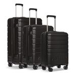 ANTLER - Logo Hard Shell Suitcase Set - Cabin, Medium & Large, Durable & Lightweight, 4 Spinner Wheels - Adjustable Handle, TSA Lock, Black