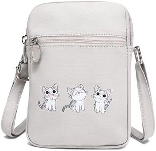 AOCINA Small Crossbody Bag for Girls Little Teen Cute Mini Cross Body Cell Phone Purse Lightweight Pouch Canvas Shoulder Bag(Grey-Three Cat)