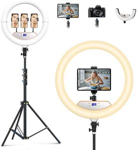 Auriani 18" Large Ring Light with 60" Tripod Stand for iPhone, Portable Foldable Bi-Color 2500-6500K LED Big Ringlight for iPad with Bluetooth Remote Video Recording YouTube TikTok Photography Makeup